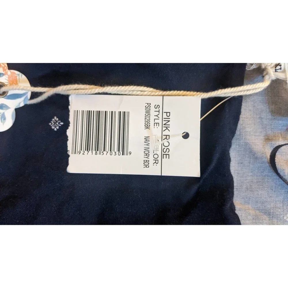 Pink Rose Boho Dress XL, Navy Blue Midi, NWT - Picture 9 of 11